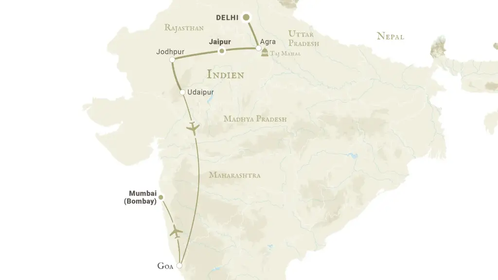 Reiseroute Indien der Maharajas