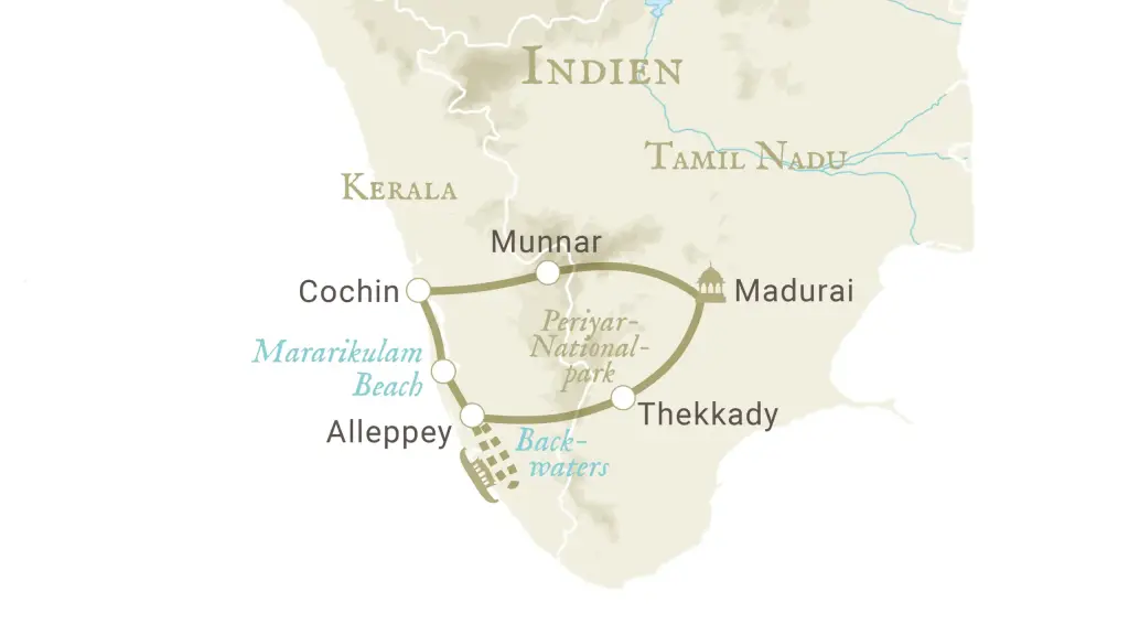 Reiseroute Kerala vom Feinsten