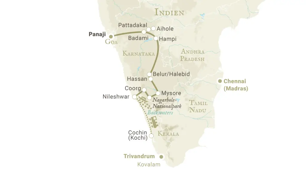 Reiseroute Sagenumwobenes Karnataka