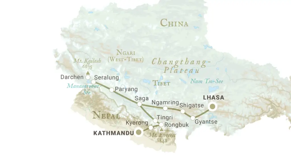 Reiseroute Lhasa und Kailash