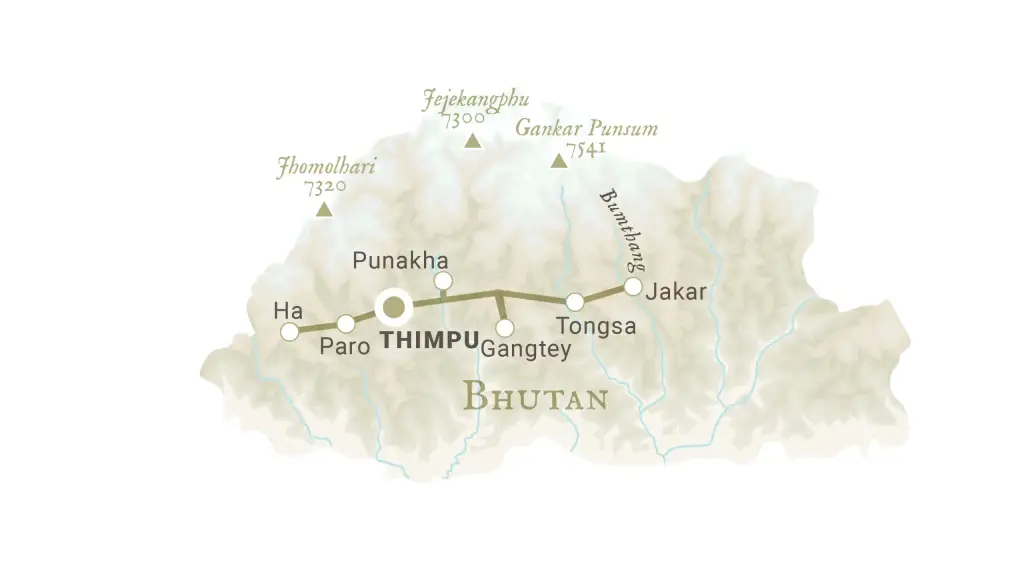 Reiseroute Faszinierendes Bhutan