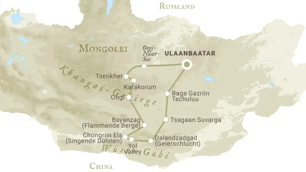 Reiseroute Nomaden in der Mongolei