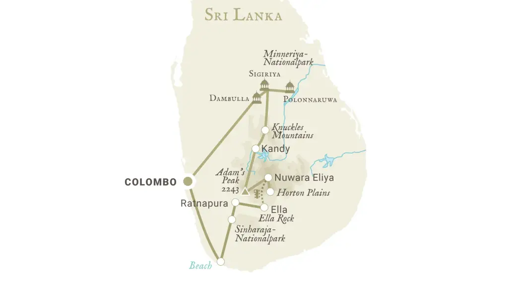 Reiseroute Sri Lanka aktiv