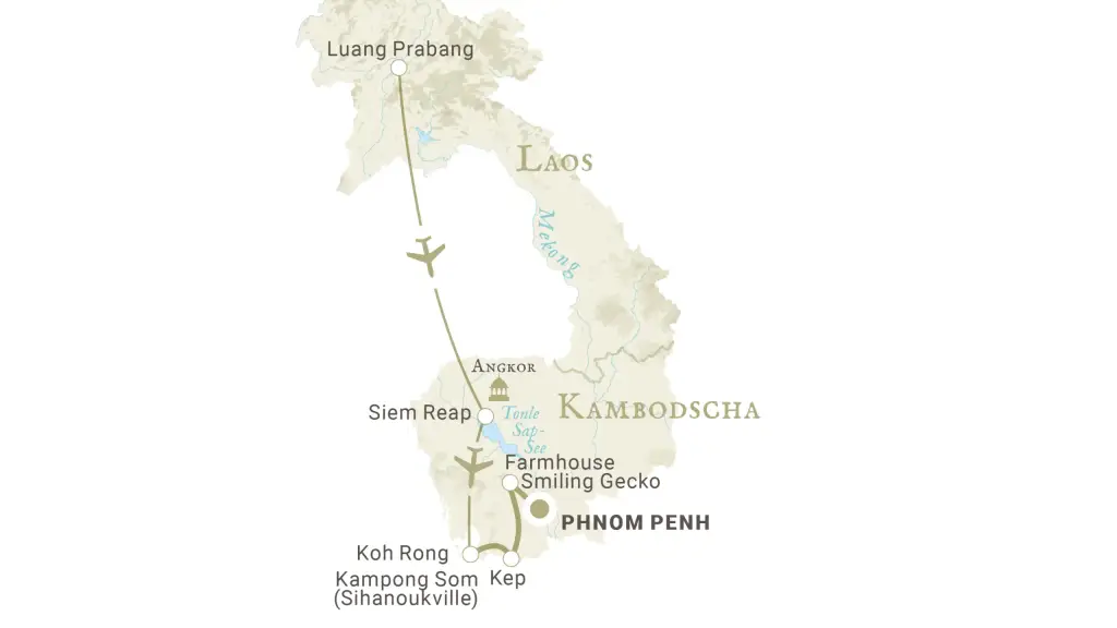 Reiseroute Erlebnisreise Laos und Kambodscha