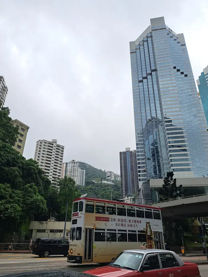 ein doppelstöckiges Ding Ding Tram, typisch für Hongkong