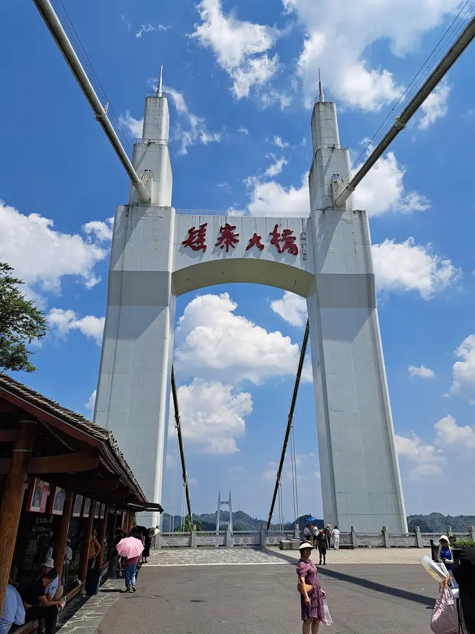 Diese Pylons tragen die Seile der Brücke.
