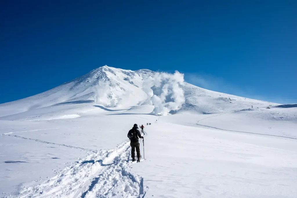 Start der Skitour auf den Asahidake