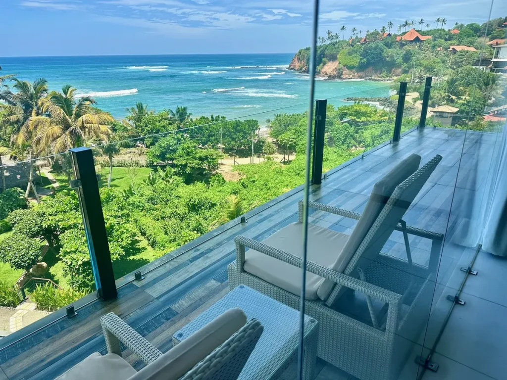 Ausblick vom ersten Hotel am Strand von Weligama