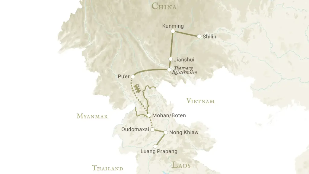 Reiseroute Von Yunnan nach Nord-Laos
