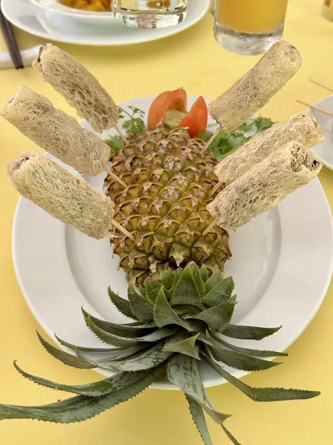 Vorspeise mit Frühlingsrollen.