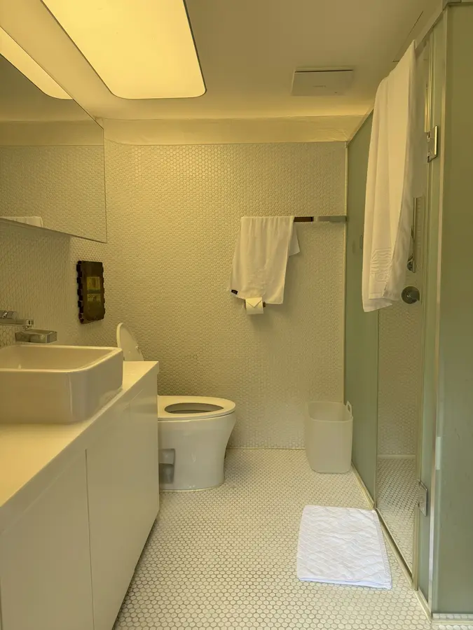 Moderne Dusche/WC im Hanok Hotel